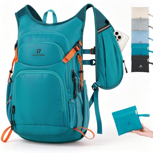 BECOJADDE 15L Hiking Backpack Lightweight Travel Backpacks Water-Resistant Daypack Fits Cycling Helmets for Men Women for Daily Outdoor Camping, Forest Green