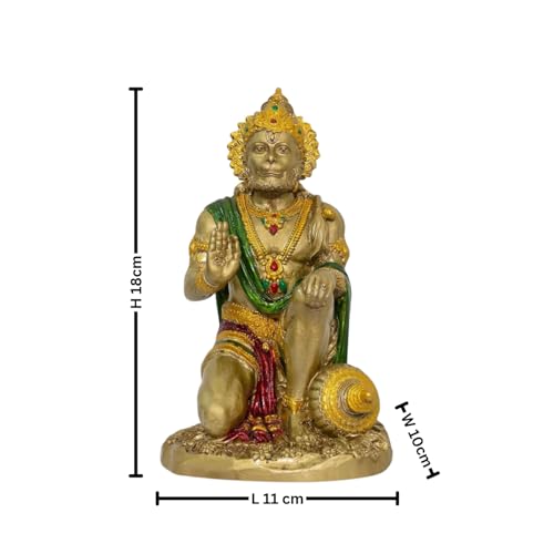 Image of Blessing Hanuman Idol - Multicolor Sitting Bajrangbali Murti with Gada for Home Temple Decor | Lord Hanuman Ji Statue for Strength, Protection & Devotion | Puja Showpiece Gift (7 Cm Hanuman ji)
