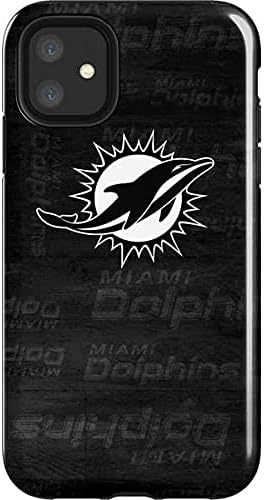 Skinit Impact Phone Case Compatible with iPhone 11 - Officially Licensed NFL Miami Dolphins Black & White Design