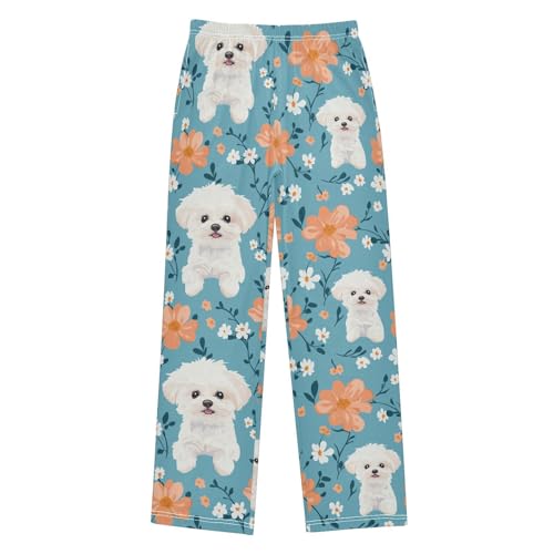 Maltipoo Boys Pants Boys Athletic Pants Long Pant for Boywith Pockets Wide-Leg Size 6-14Y