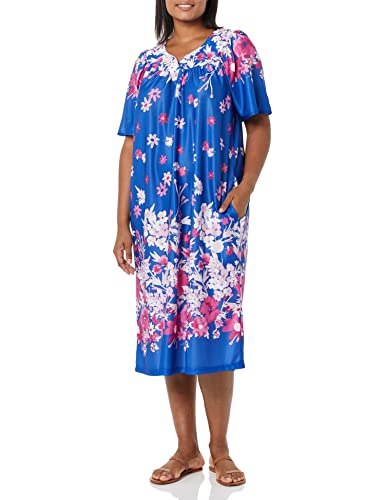 Image of AmeriMark Casual Women's Patio Muumuu House Dress Loose Comfortable Short Sleeve Sun Dress Lounger Gown Sleepwear for Ladies