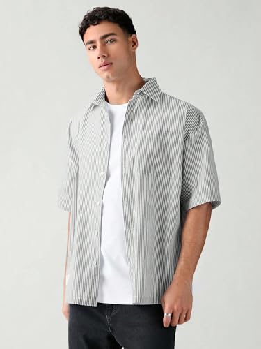 Image of Lymio Men Shirt || Striped Shirt for Man || Half Sleeve || 100% Cotton (Packs Also Available) (Oxford-Lining)