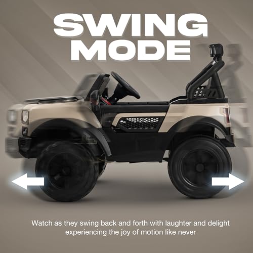 Image of Baybee Rover 4x4 Battery Operated Jeep for Kids, Ride on Toy Kid Car with RGB Windshield Light & Music | Baby Big Battery Cars | Electric Jeep Car for Kids to Drive 2 to 6 Years (Desert)