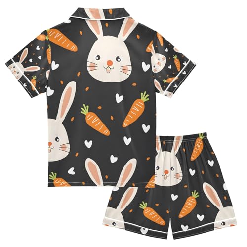 senya Face Rabbit Orange Satin Summer Pajama Sets Silk Short Sleeve Button Down Sleepwear2