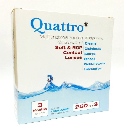 Solution lentilles Quattro multifonction hydratation intense et décontamination en pack 3 mois