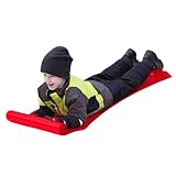 Schlitten Rutscher Poporutscher mit Griff, Roll Up Snowboard Mat, Snow Sled, Rutschteller robuster Schneerutscher Rutscher Schneeschaufel Schneeteller für Erwachsene und Kinder (Rot)