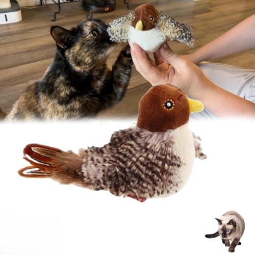 2個猫 おもちゃ 鳥 鳴く ストレス発散 猫用おもちゃ ネコ リアル 猫 電動おもちゃ ぬいぐるみ玩具 羽ばたき鳥 リアルな鳥鳴き声 遊ぶ 運動不足解消 インタラクティブ猫用おもちゃ ネコ リアル 遊ぶ (スズメ)