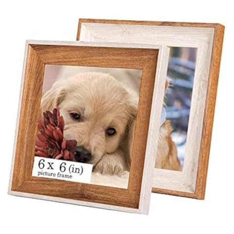 UILB Wooden 6x6 Square Picture Frames with Acrylic -Set of 2- Wall Mount & Table top Display Photo Frames Decor, Great for Baby Pictures, Weddings, Portraits,Christmas gifts Cover