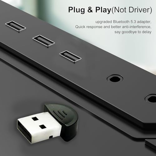 Image of Atevon Bluetooth 5.0 USB Adapter - Fast Wireless Dongle for PC, Laptop, Keyboard & Mouse - Plug & Play, 100ft Range - Pack of 1