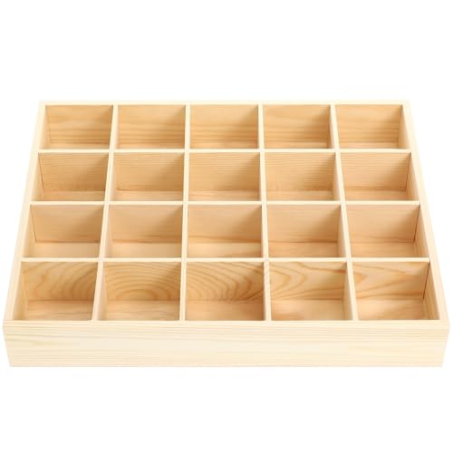 BESTOYARD Separadores Cajones para Organizador de Ropa Interior de Madera Pino 20 Compartimentos, Caja para Guardar Calcetines y Accesorios en Cajones de Hogar