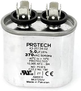 43-20847-03 -Rheem OEM Oval Replacement Run Capacitor 5 UF/MFD 370 Volt