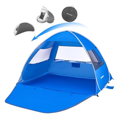 Image of EchoSmile Pop Up Tent for 4 Person Family, Beach Tent Sun Shelter with UPF 50+ UV Protection & Waterproof, Lightweight & Easy Automatic Setup Portable Cabana for Outdoor Travel (Dark Blue)