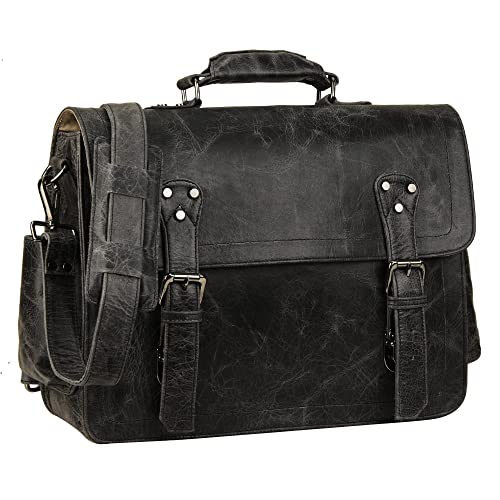 Handmade World Black Premium Leather Messenger Bag convertible Leather Backpack 15 Inch Unisex Leather Briefcase Laptop Computer Satchel Bag