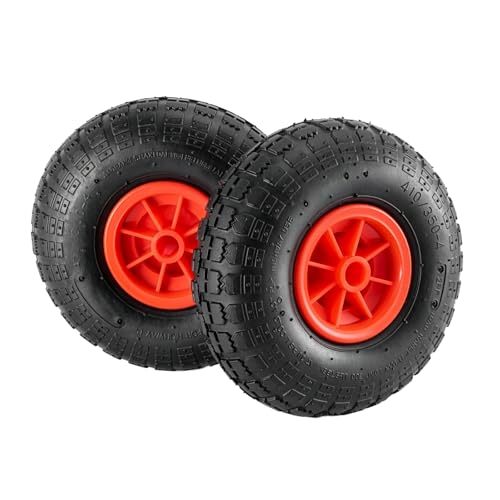CaitongX Sack Truck Wheel 4.1/3.5-4 2PR Pneumatic Tyres Ersatzrad für Sackkarre Handwagen & Transportwagen 20mm Achse 60mm Nabe Mit Rollenlager Pannensicher Packung mit 2 Reifen