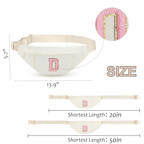 Image of MAXTOP Birthday Gifts for Women Men,Personalized Initial Letter Patch Fanny Pack Crossbody Bag with 3-Zipper Christmas Gift Trendy Stuff for Daughter Sister Her,Beige D