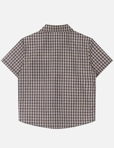 Aelfric Eden Mens Button Down Shirts Boxy Plaid Short Sleeve Shirts Unisex Streetwear Summer Tops2