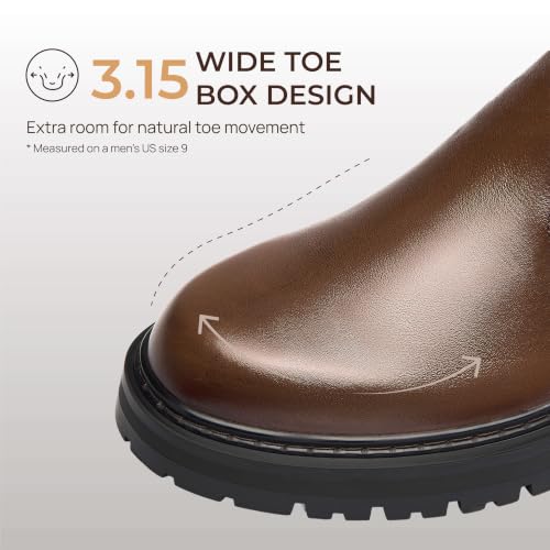 Image of Holy dove Men's Wide Toe Box Platform Chelsea Boots Slip-On Casual Ankle Dress Boot
