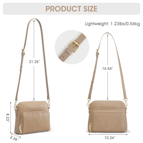 Image of Kattee Leather Crossbody Bag with Built-in RFID Wallet | Top grain pebbled leather, built-in RFID wallet, multiple pockets, and an adjustable strap for everyday use.