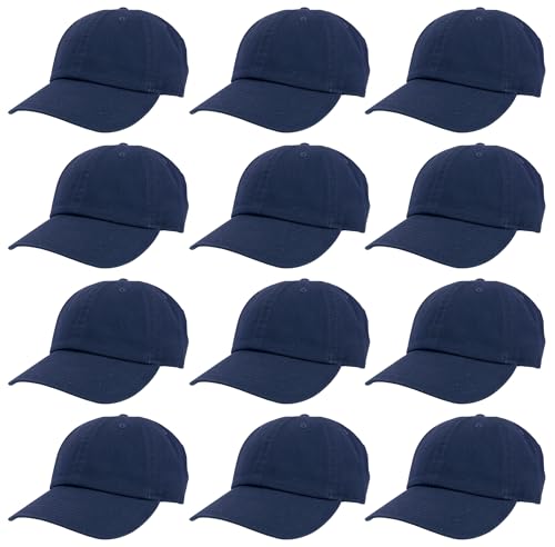 Image of Gelante Baseball Caps Hats 100% Cotton Plain Blank Adjustable Size Wholesale Bulk of 12 Pack