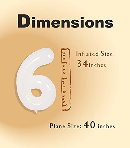 Image of SUWEN 40 Inch White Large 6 Balloon Number Big Foil Helium Numbers 0-9 | Giant Jumbo Happy 6th Birthday Party Decorations for Men or Women Huge Mylar Anniversary Party Supplies