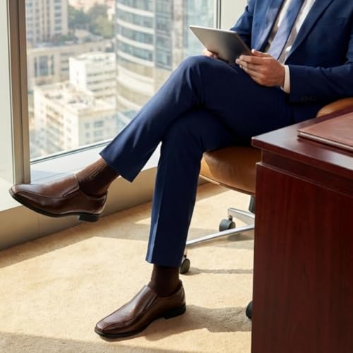 Image of Chardonnay Men's Black Leather Slip On Formal Shoes | Comfortable Loafers for Office, Business