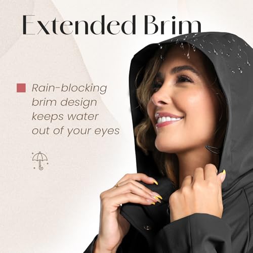 PUREPEAR Women's Lightweight Black Trench Raincoat - Small Size, Water Resistant & Belted - Image 4