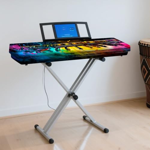 Image of Nuxovilar Colorful Keys Piano Cover Milk Silk 88 Key | Elastic Protector Keyboard Guard Vibrant Instrument Wrap Digital Dusting Studio Home Stage (Vivid Colorful Key)
