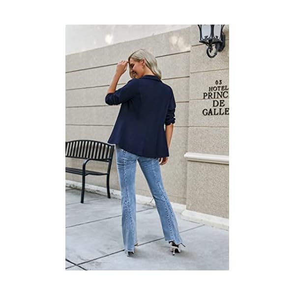 Beyove Women's 3/4 Sleeve Blazer Open Front Blazer Jacket Work Office Plus Size Blazer Navy Blue XXL - Image 6