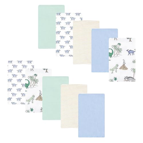 Luvable Friends Hudson Baby Flannel Burp Cloths 10pk, Pastel Dino