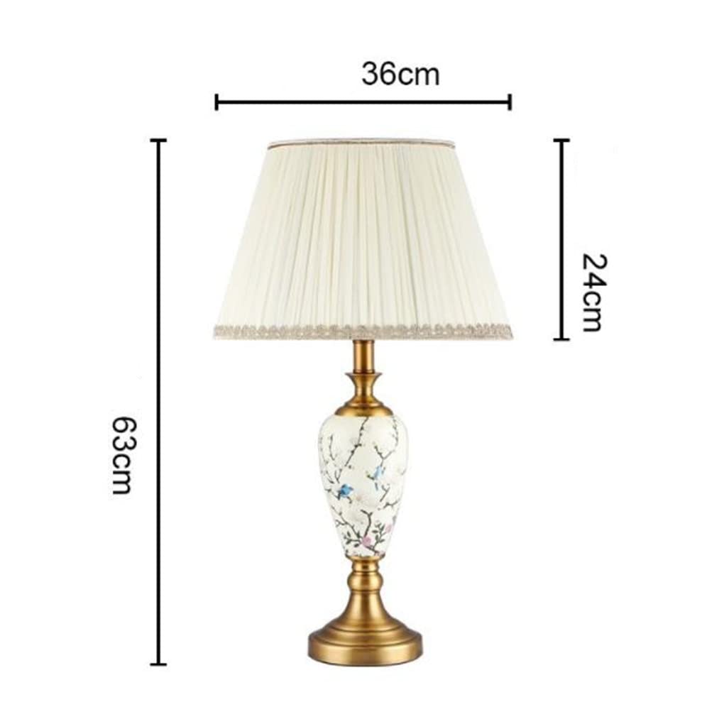 Estilo americano Lámpara de escritorio Modernidad Cerámica Lámpara de Mesa Dormitorio Lámpara de noche Vivir Con sombra de tela E27*1 para Vivero Hotel Cafe Decorative 36 * 63cm