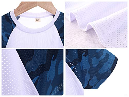 Toddler Boys Summer Clothing Sets 2 Pcs Sports Short Sleeve Camouflage Tops+Shorts Athletic Quick-Dry Navy 2-3 Years - Image 3