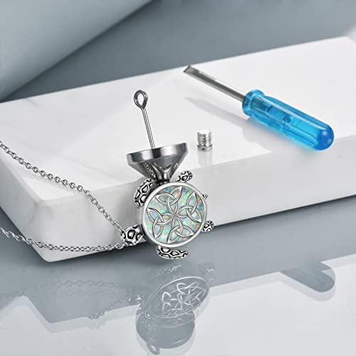 YFN Urn Necklace for Ashes with Abalone Sterling Silver Sea Turtle/Owl/Dog/Lotus Flower/Butterfly Cremation Necklace Jewelry Gifts for Women Girls 18+2“2