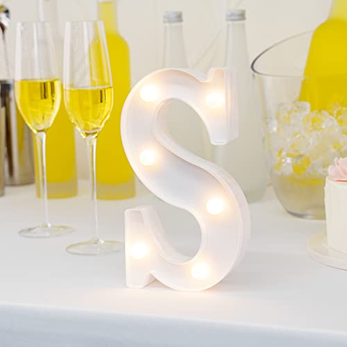 Image of Restaurantware-Illumify 4.7 x 1.2 x 8.7 Inch Light Up Letter, 1 Durable Marquee LED Light - Letter S, Touchproof, White Plastic Party Light, Keyhole Slot, For Parties, Weddings, Or Special Events