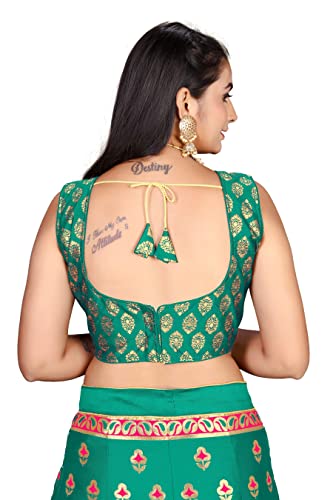 Image of LAHER Girl's Casual Wear Heavy Banarsi Jacquard Soft Silk Bridal Semi-Stitched Lehanga Choli With Dupatta Set.