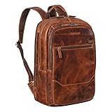 STILORD 'Reece' Business Lederrucksack Vintage Laptop Rucksack Großer Arbeitsrucksack DIN A4 Backpack XL Trolley Aufsteckbar aus Echtem Leder, Farbe:Kara - Cognac
