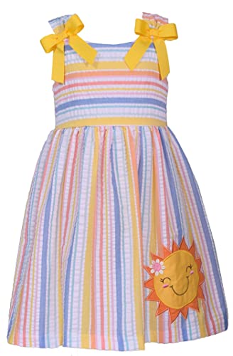Bonnie Jean Girls 3M-6X Bright Seersucker Applique Dress and Hat2