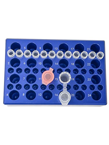 MUHWA 60 Well Aluminium-Kühlblock, 24-fach passend für 1,5-ml-Zentrifugenröhrchen, 36-fach passend für 0,2-ml-PCR-Röhrchen