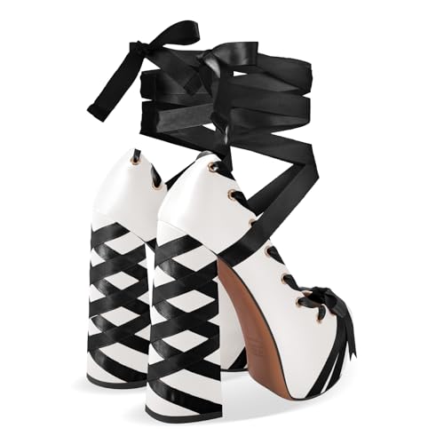 Image of Platform Heels Chunky Bow Ribbon Pumps