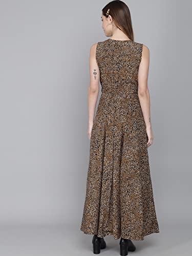 Image of Rudraaksha Women's Printed Maxi Dress Sleeveless Fit & Flare Long Dress || Western Dress for Women || Stylish Maxi Dress Dress || Summer Dress || Boho Printed Dress for Women