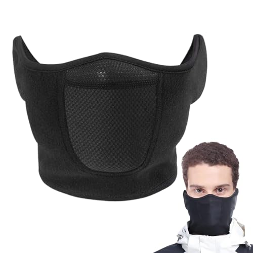 Half Face Mask Adjustable Fastener Windproof Men Women for Skiing Snowboarding Motorcycling Running Winter Outdoor Sports Highly Breathable Warming (Black)