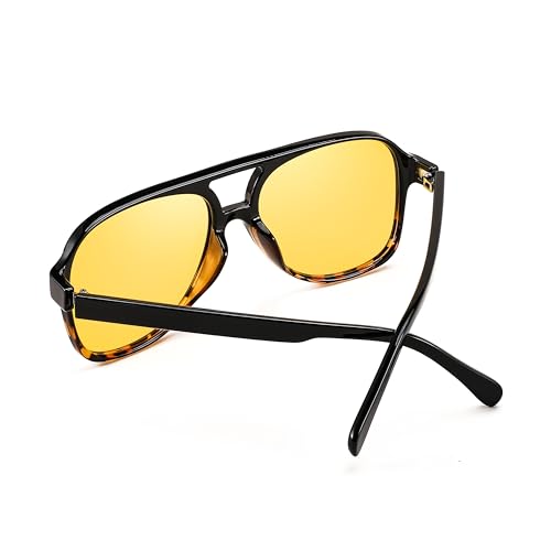 Image of FEISEDY Vintage Retro 70s Plastic Aviator Sunglasses Women Men Classic Large Squared Frame B2751