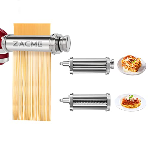 Pasta Attachment For Kitchenaid Stand Mixers - Stainless Steel Pasta Maker Attachment - Pasta Roller & Spaghetti Cutter, 2 Set (Silver) #TOP15