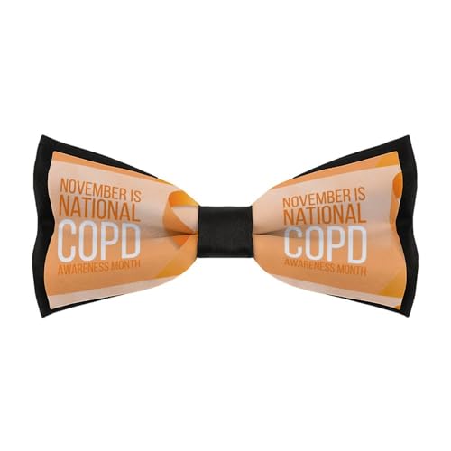 Jyyau COPD Awareness Month Orange Ribbon Bow Tie Adjustable Necktie For Men Business Fashion Pre-tied Tie Neckwear Novelty Accessory For Weddings Party Festival