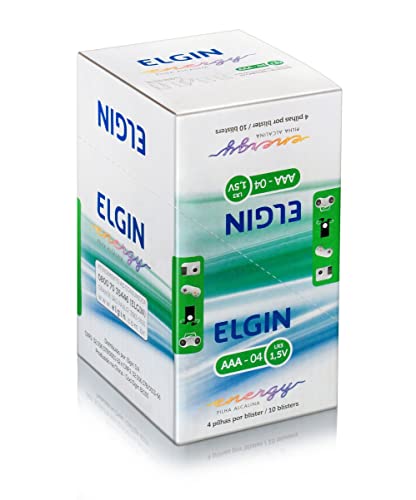 Pilha Alcalina AAA Elgin Caixa com 10 Cartelas de 4 unidades Palito