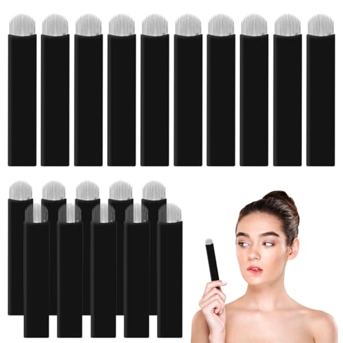 NOPKESV 20 piezas desechables, extremadamente delgadas, 0,18mm Nano maquillaje, tatuaje de cejas, Microblade, hoja de bordado 3D(Nero,18U)