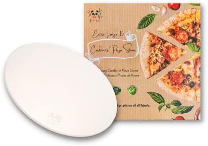 PANDA LAND EXTRA LARGE 15" PIZZA STONE| Circular Cordierite Pizza Stone For Oven Baking & BBQ Grilling | Durable and Safe Ceramic Baking Stone for Grill | Thermal Shock Resistant Cooking Stone 15 Inch