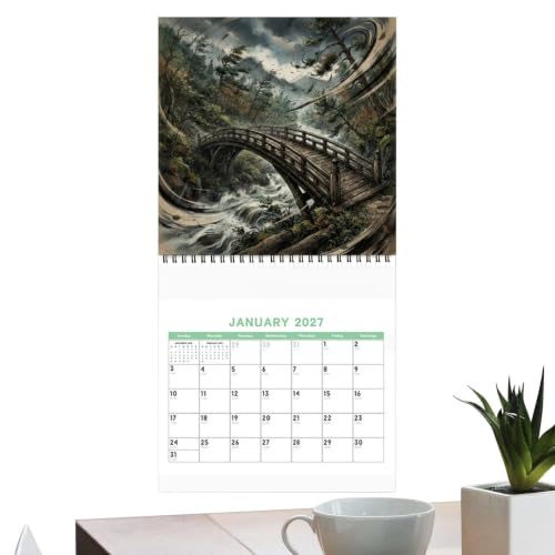 Cat Calendar - 21x21cm 12 Month Hanging Wall Planner | Funny Art Piece | Features funny artwork on thick paper that resists blee