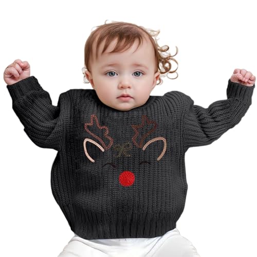 Pull garçon tricot d'hiver chaud avec motif renne de Noël