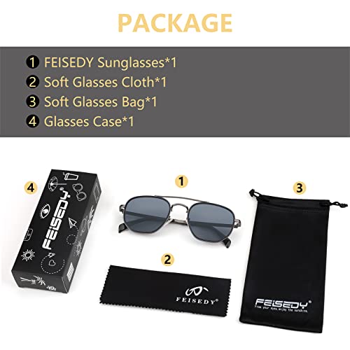 Image of FEISEDY Women Men Square Aviator Sunglasses Gradient Lens Retro Small Metal Shades B2953