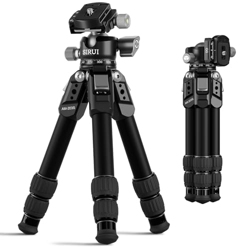 Trípode Mini Compacto SIRUI Trípode de Aluminio Ligero para Escritorio, 15kg Carga/42.5cm Altura, Cabeza de Bola Perfil Bajo, Diseño Portátil para Cámaras DSLR, Sin Espejo, Teléfono y Vlogging